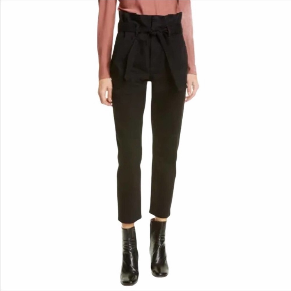 FRAME Belted Paperbag Straight Leg Jeans Black 26